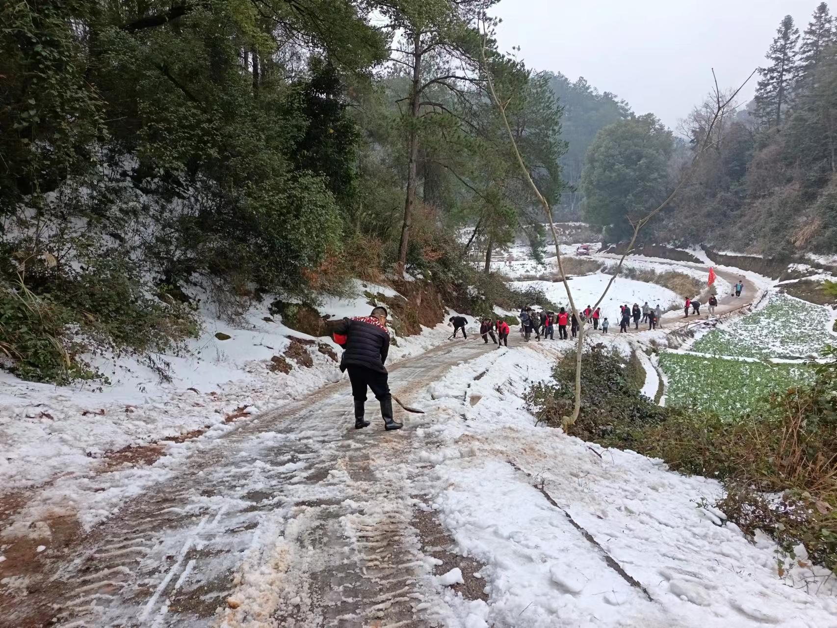 2024年2月8日清浪乡水田村开展铲雪行动