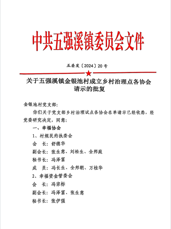 金银池村群团组织名单